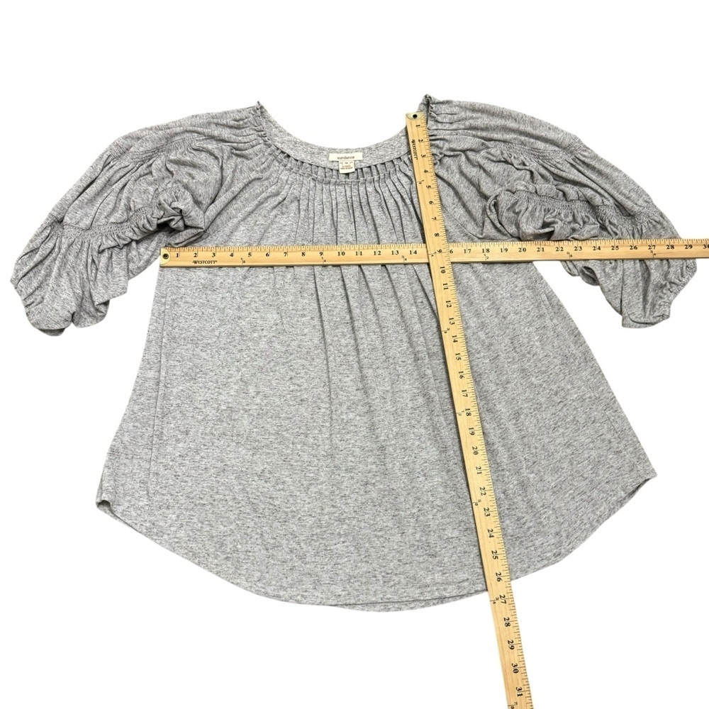 Sundance Peasant Top‎ Blouse Sz M Gray Sweet Serenade Neutral Linen Blend - Picture 4 of 7